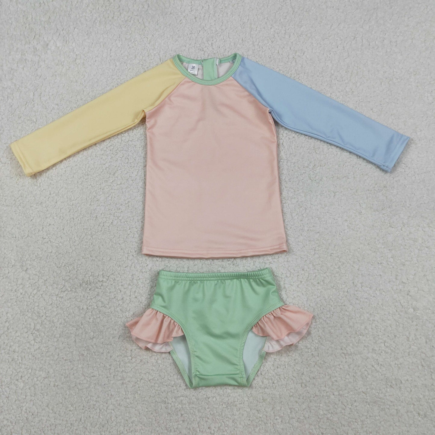 3.30 Sibling Baby Boys Long Sleeve Yellow Aqua Blue Shirts Top Shorts Swimsuits