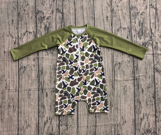 S0748Baby Boys Southern Green Camo Ducks Hunting Swimsuits Preorder