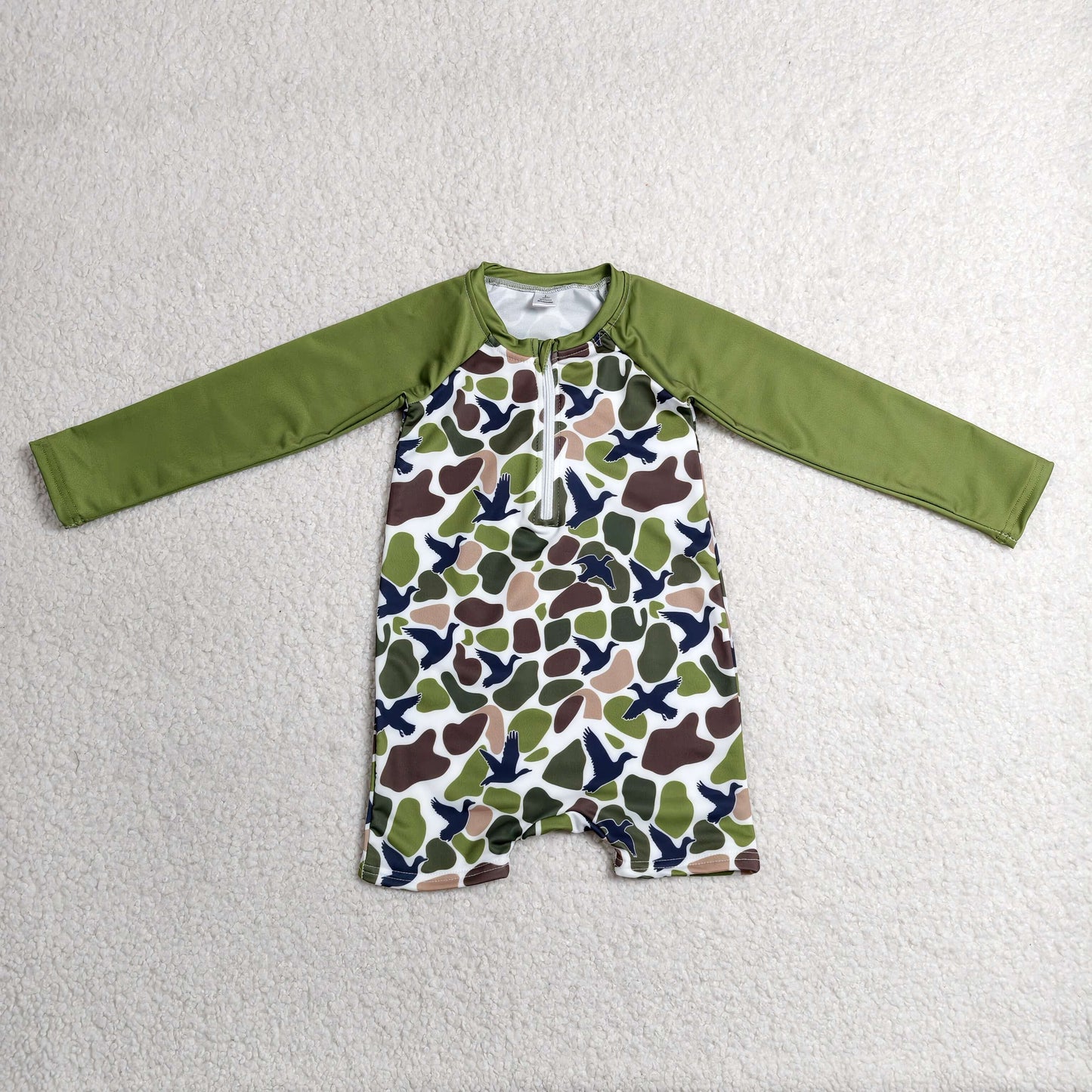 RTS NO MOQ milk silk S0748 Baby Boys Southern Green Camo Ducks Hunting Swimsuits