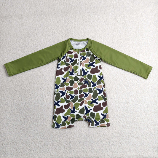 RTS NO MOQ milk silk S0748 Baby Boys Southern Green Camo Ducks Hunting Swimsuits