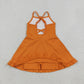 NEW RTS NO MOQ yoga fabric cotton S0780 Yoga Baby Girls Orange Athletic Sleeveless Knee Length Active Dress