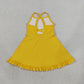 NEW RTS NO MOQ Yoga S0781 Baby Girls Yellow Athletic Active Wear Knee Length Dresses