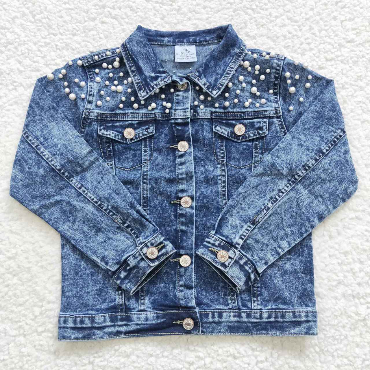 girls denim jacket blue long sleeve coats