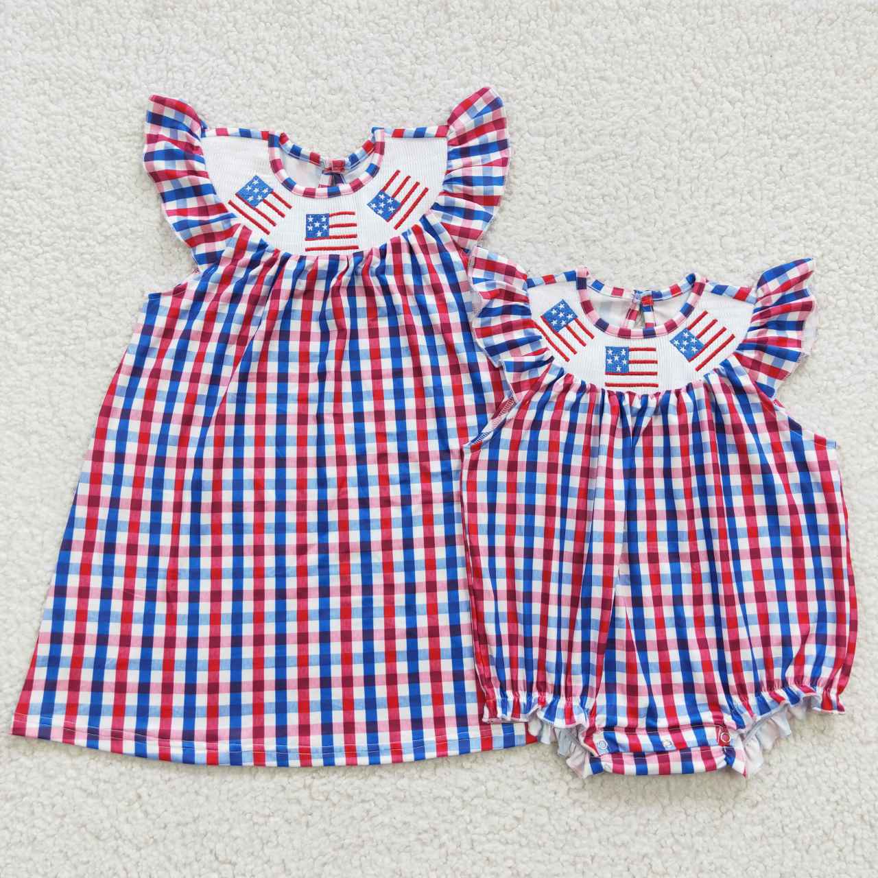 embroidery July 4th girls dress match romper