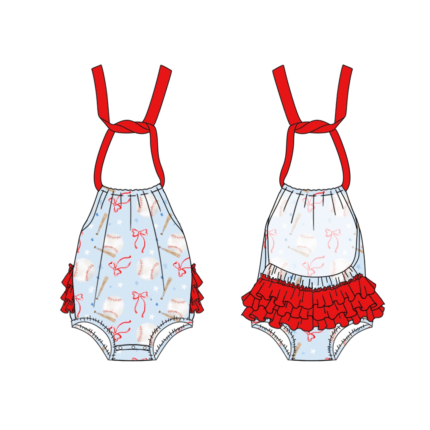 3.3SR2795 Bow Baseball Toddler Clothes