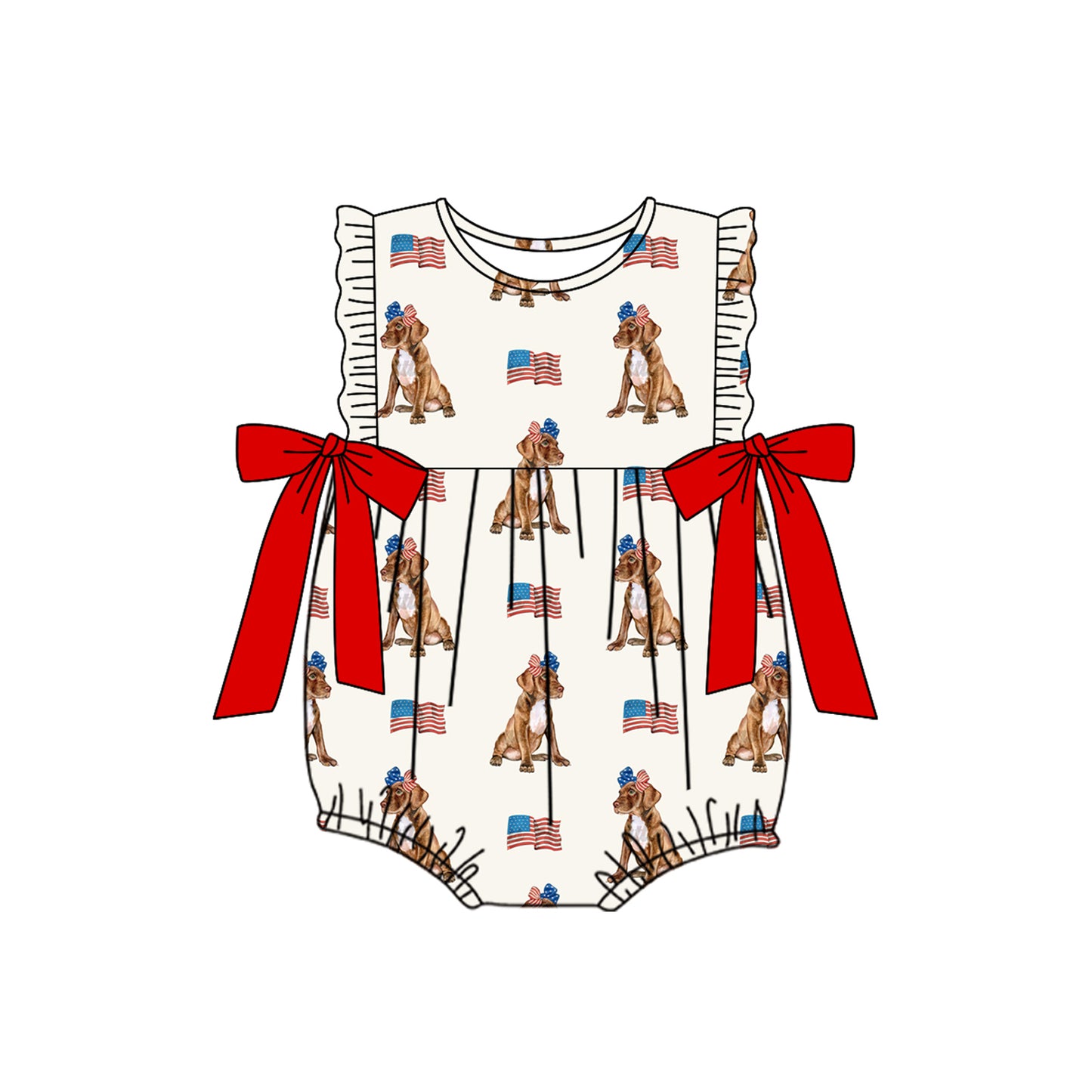 4.4SR3063 Fourth of July Bow Toddler Clothes