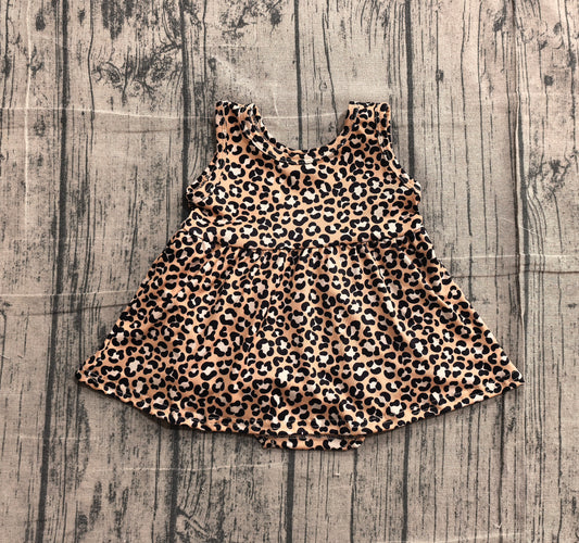 SR3070 Baby Girls Sleeveless Khaki Leopard Skort Jumpsuits Preorder