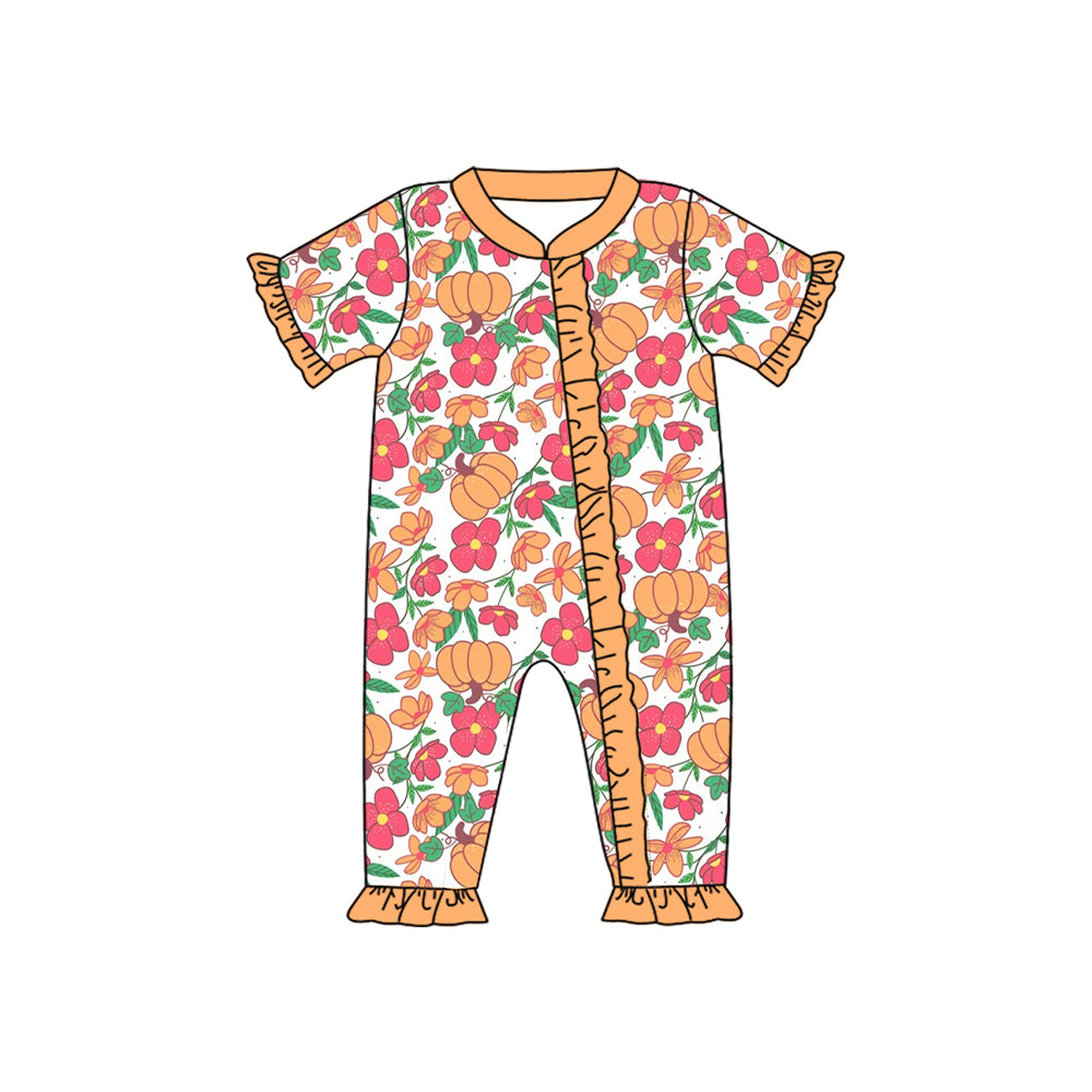4.25 SR3096 Flower Pumpkin Short Sleeve Toddler Clothes