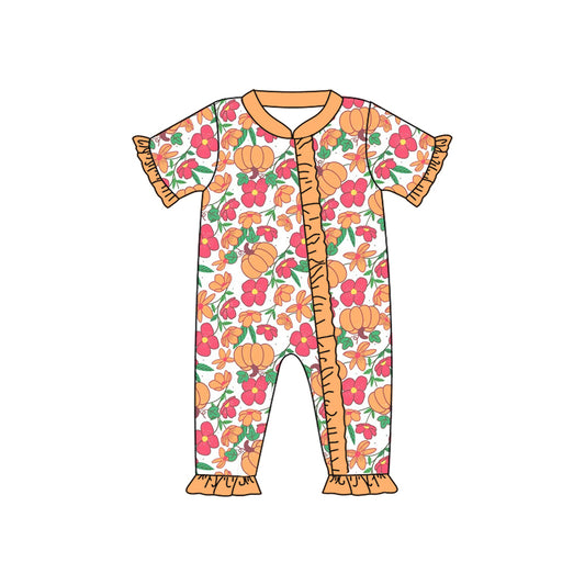4.25 SR3096 Flower Pumpkin Short Sleeve Toddler Clothes