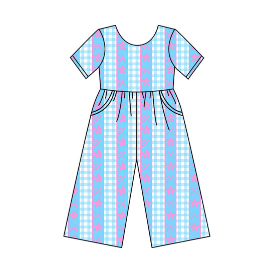6.2SR3146 Plaid Blue Bow Bodysuit