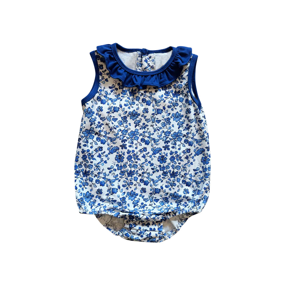 6.11SR3171 Dark blue short-sleeved floral toddler clothing