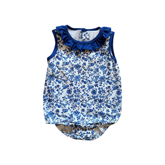 6.11SR3171 Dark blue short-sleeved floral toddler clothing