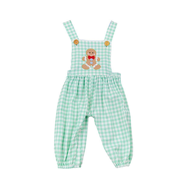 6.18Baby Boys Aqua Plaid Strap Gingerbread Pant Jumpsuits Overalls