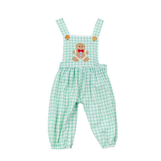 6.18Baby Boys Aqua Plaid Strap Gingerbread Pant Jumpsuits Overalls