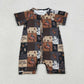 SR3545 Baby Boys Horse Rodeos Aztec Checked Western Zipper Rompers
