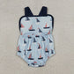 4.3 SR3945 Baby Boys Blue Strap Boats Plaid Rompers