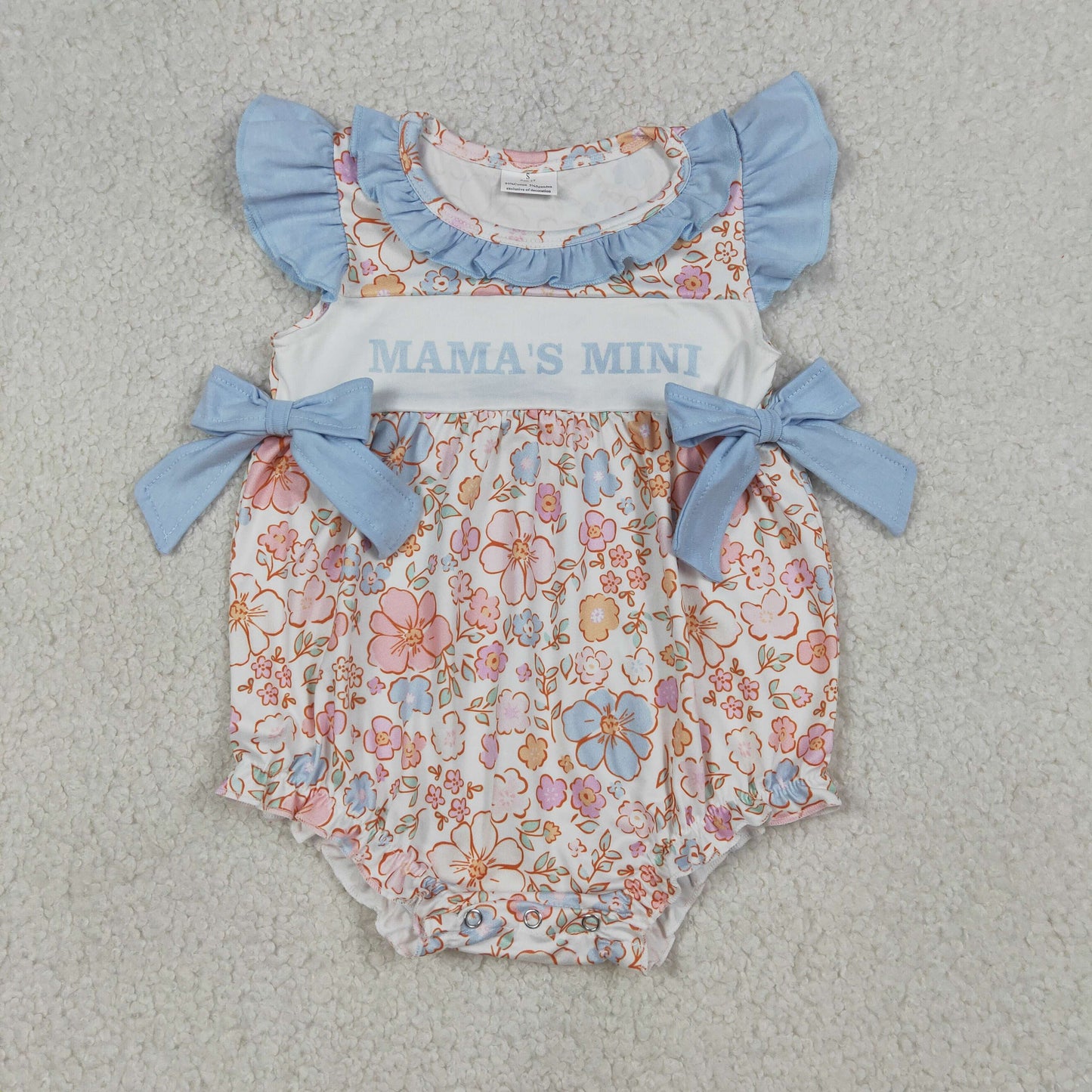 SR3973 Sibling Baby Girls Flowers Mama's Mini Ruffle Romper Scallop Tunic Short Clothes Sets