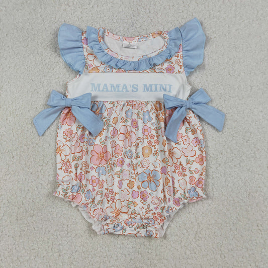 SR3973 Sibling Baby Girls Flowers Mama's Mini Ruffle Romper Scallop Tunic Short Clothes Sets