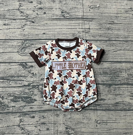 SR3986Embroidery Little Brother Baby Boys Short Sleeve Southern Camo Rompers Preorder