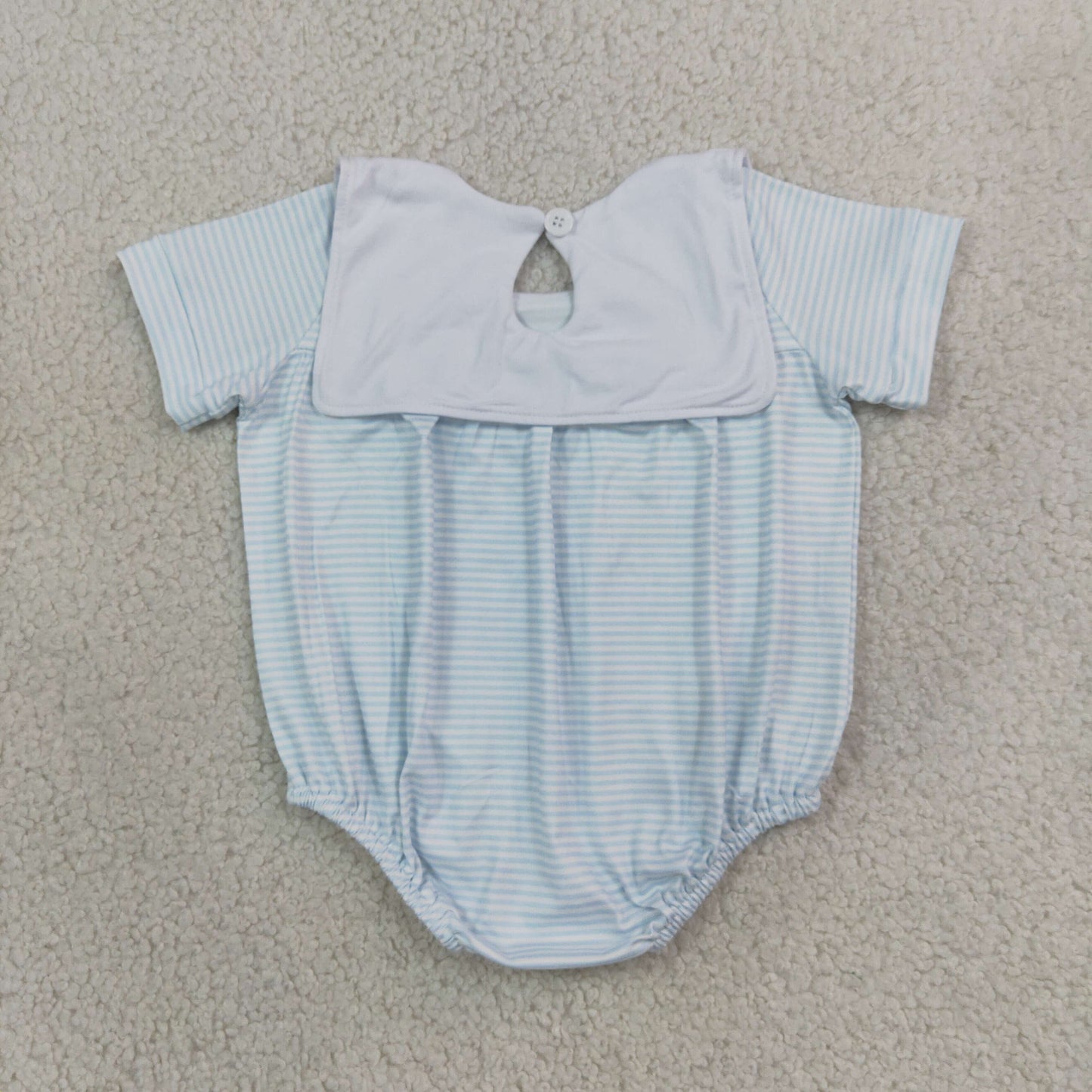 NEW RTS NO MOQ milk silk SR4075 Embroidery Truck House Baby Boys Farm Stripe Rompers