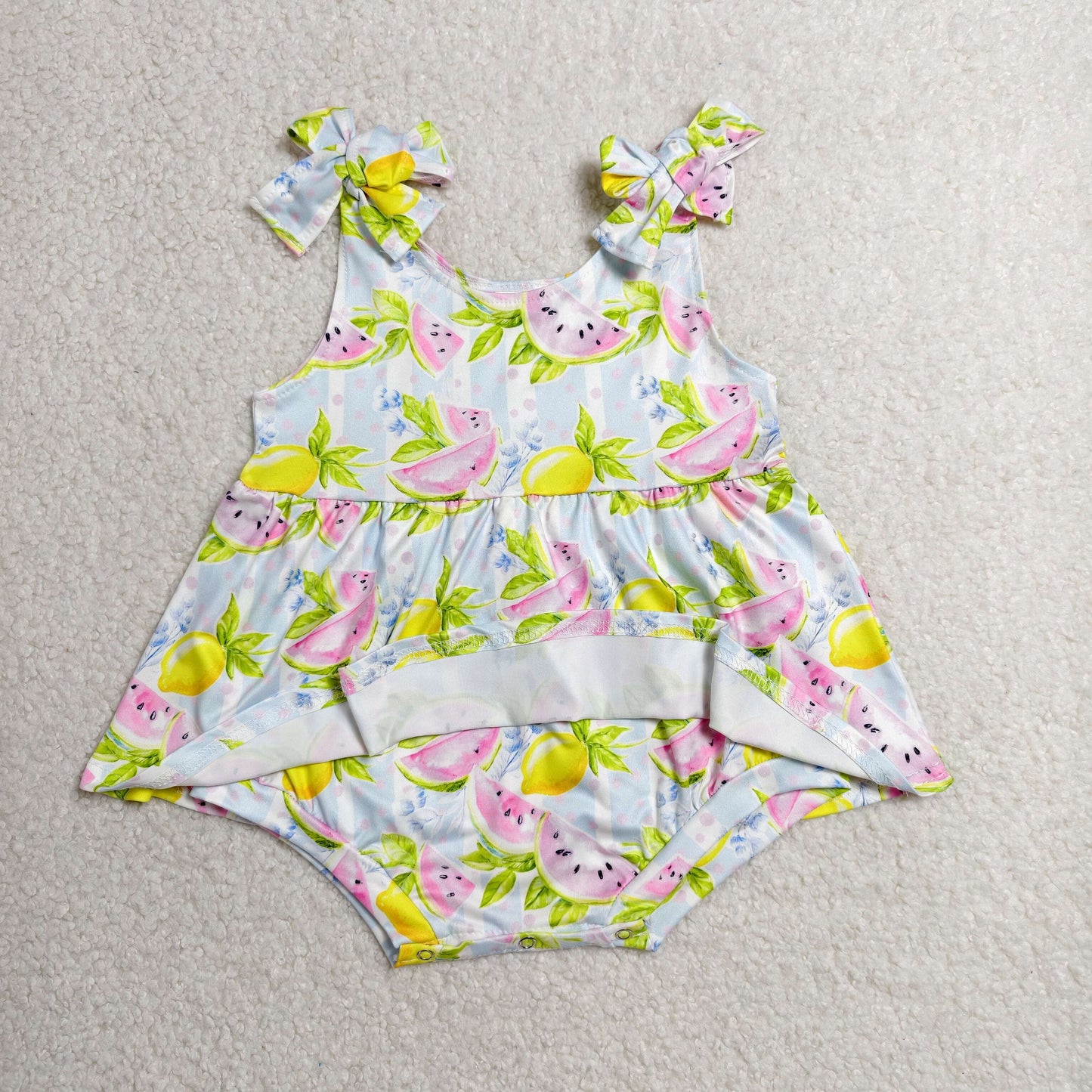 RTS NO MOQ milk silk SR4135 Baby Girls Strap Watermelon Lemons Tunic Ruffle Rompers Regular price$8.00 USD