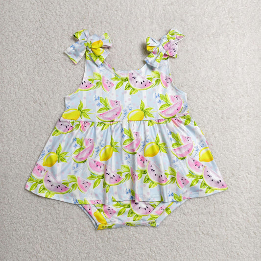 RTS NO MOQ milk silk SR4135 Baby Girls Strap Watermelon Lemons Tunic Ruffle Rompers Regular price$8.00 USD