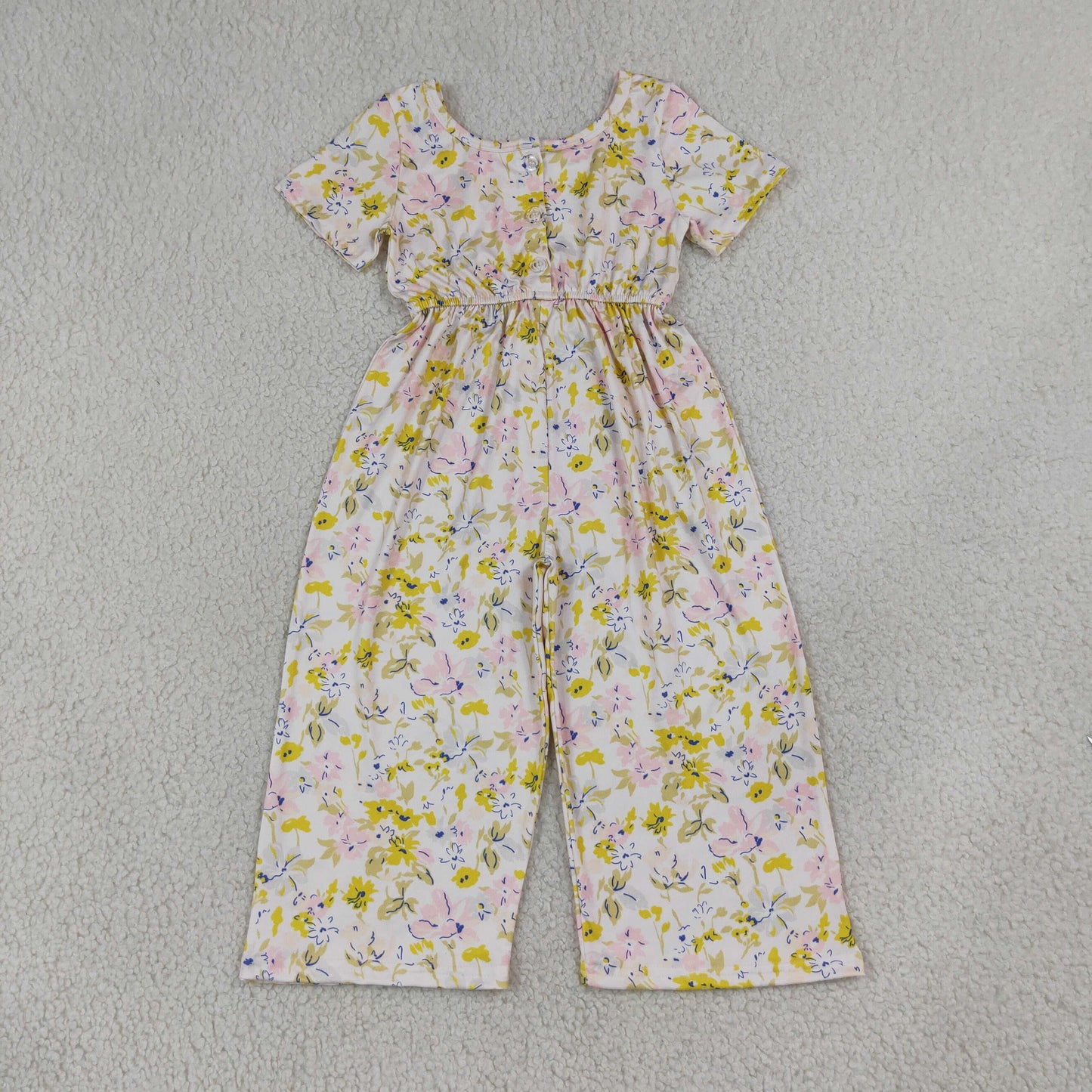 NEW RTS NO MOQ milk silk SR4196 Baby Girls Colorful Flower Short Sleeve Romper Jumpsuit Casual Outfit