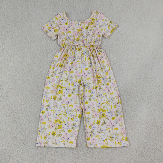 NEW RTS NO MOQ milk silk SR4196 Baby Girls Colorful Flower Short Sleeve Romper Jumpsuit Casual Outfit