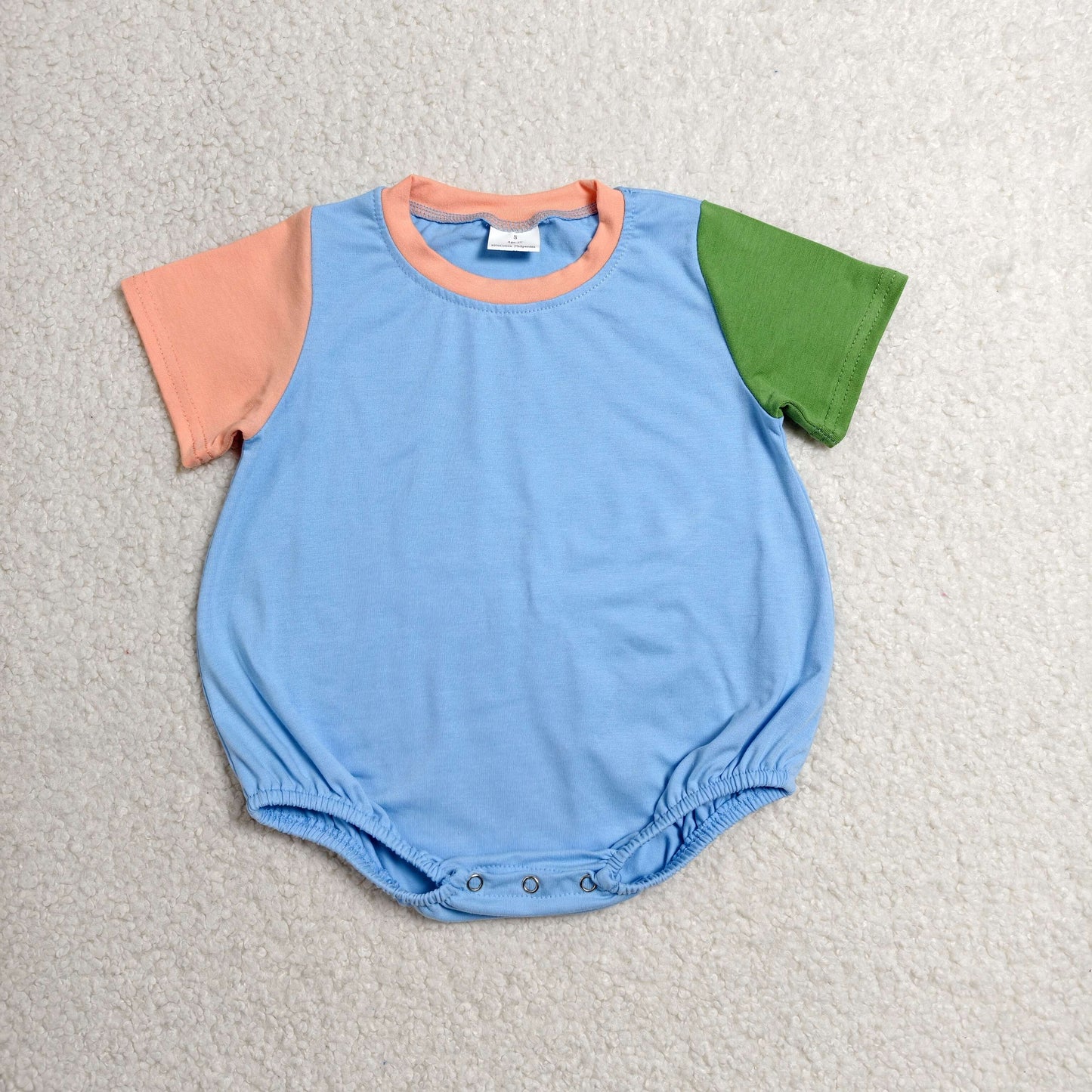 (Preorder new) NO MOQ milk silk SR4268 Baby Kids Short Sleeve Patchwork Rompers Preorder