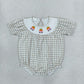 NEW RTS NO MOQ milk silk SR4280 Smocked Pumpkins Trucks Baby Girls Khaki Checked Fall Ruffle Rompers