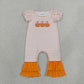 NEW RTS NO MOQ milk silk SR4284 Embroidery Bows Pumpkins Baby Girls Orange Stripe Fall Ruffle Pant Rompers