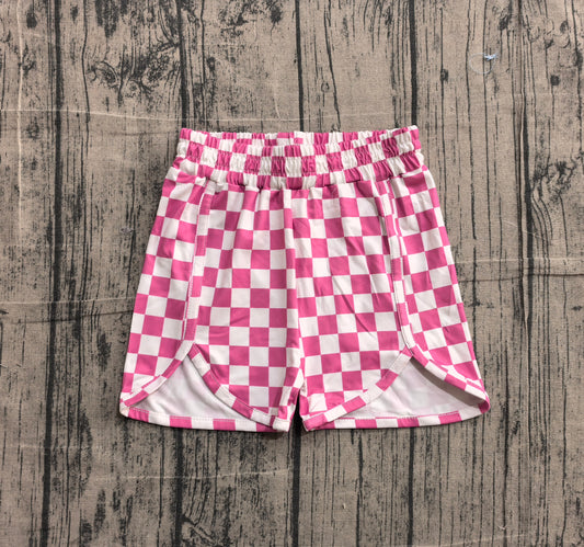 SS0431Baby Girls Pink Checkered Shorts Bottoms Preorder