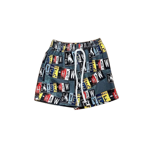 3.22SS0513Rodeo yeehaw western kids boys summer shorts