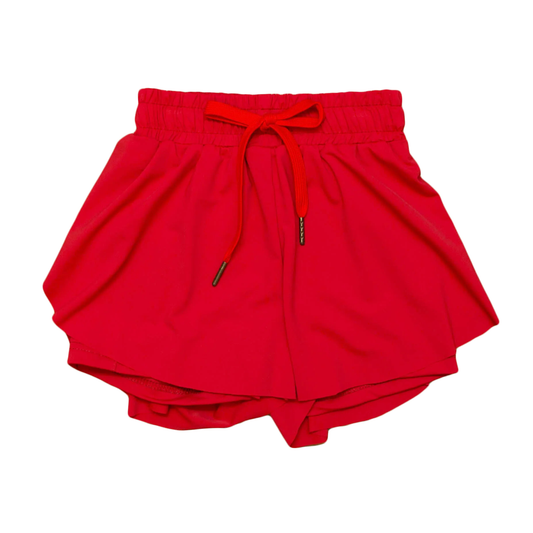 3.26SS0544red kids girls active wear summer yoga shorts