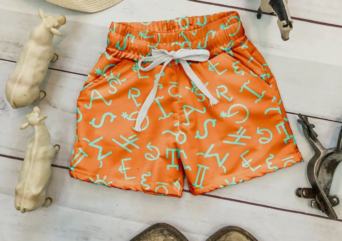 4.4SSO598 Orange Letter Boys Shorts