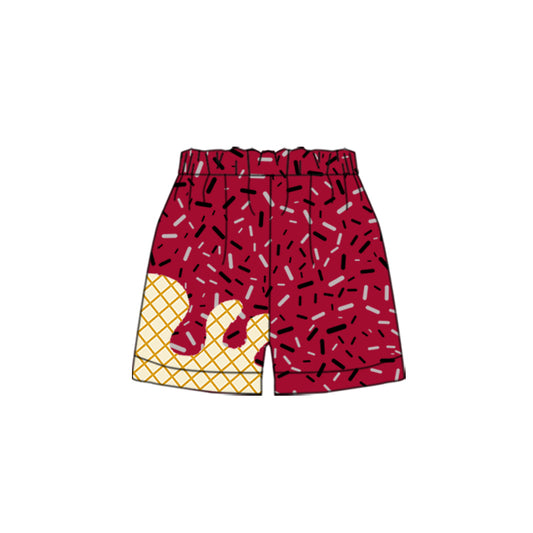 7.17SS0638 Brown plaid elastic shorts