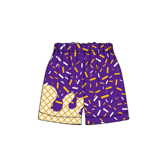 7.17SS0641 Purple plaid elastic shorts