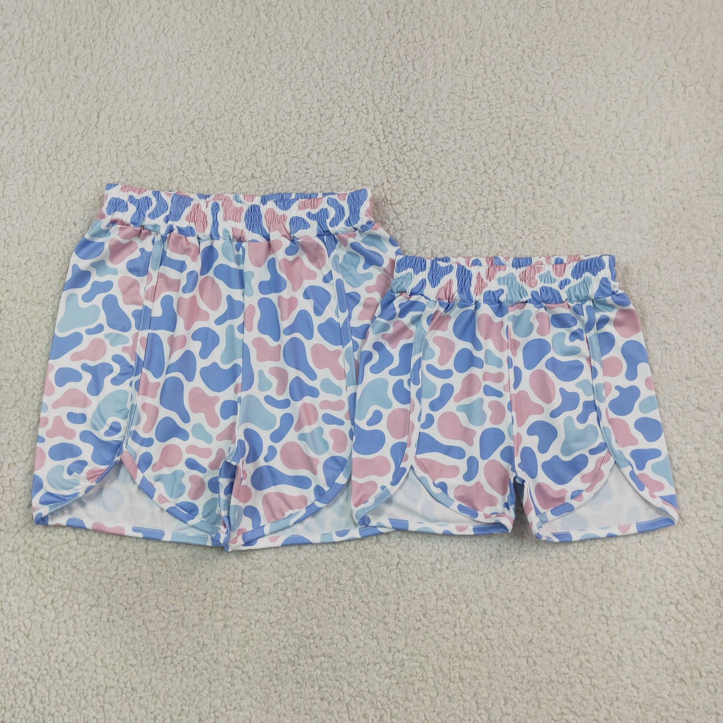 NEW RTS NO MOQ milk silk SS0856 Mama and Me Girls Blue Pink Camo Shorts Bottom