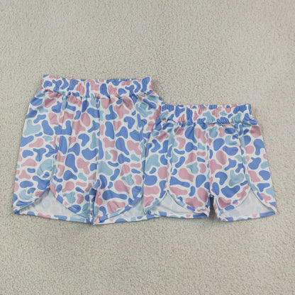 NEW RTS NO MOQ milk silk SS0856 Mama and Me Girls Blue Pink Camo Shorts Bottom