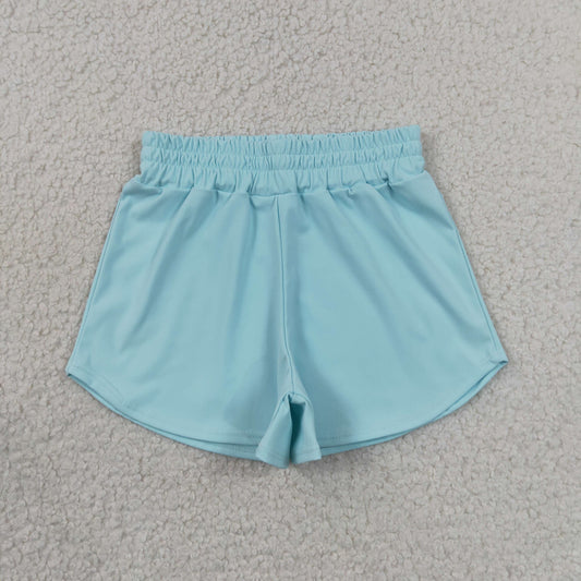 RTS NO MOQ Yoga SS0898 Baby Girls Light Blue Yoga Active Sport Shorts Bottom
