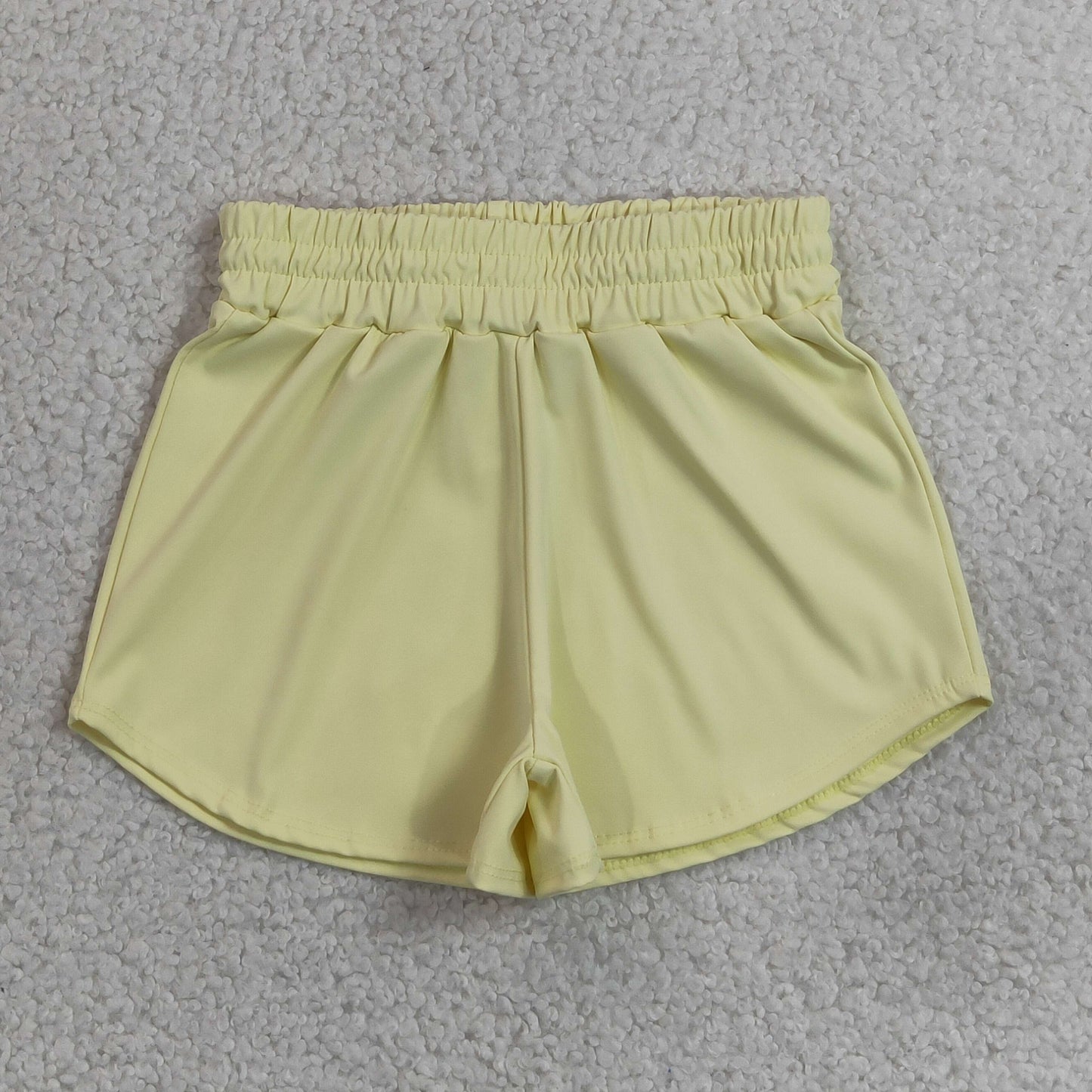RTS NO MOQ Yoga SS0899 Baby Girls Light Yellow Yoga Active Sport Shorts Bottom