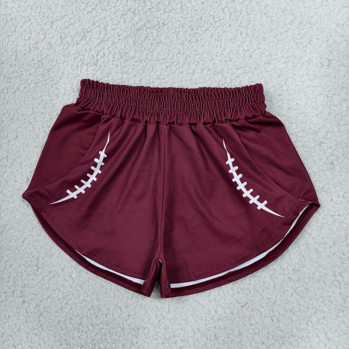 NEW RTS NO MOQ yoga fabric SS0913 Baby Girls Maroon Baseball Yoga Active Team Sport Shorts Bottom