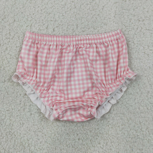 NEW RTS NO MOQ milk silk SS0939 Baby Girls Cute Light Pink Plaid Bummies Shorts Bottom