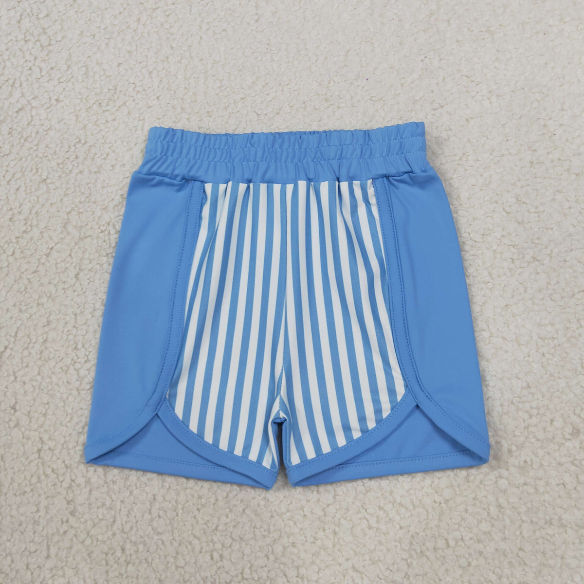 RTS NO MOQ yoga fabric SS0950 Baby Girls Blue Stripe Yoga Active Shorts Bottom