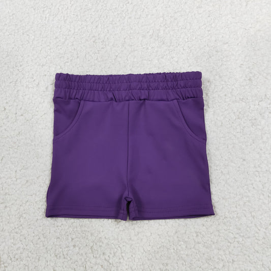 RTS NO MOQ yoga fabric SS0958 Baby Girls Purple Yoga Active Pockets Short Bottoms