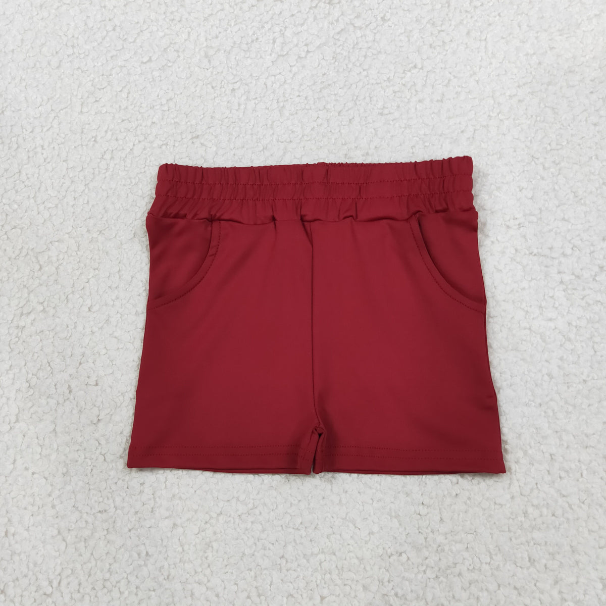 RTS NO MOQ yoga fabric SS0962 Baby Girls Maroon Yoga Active Pockets Short Bottoms