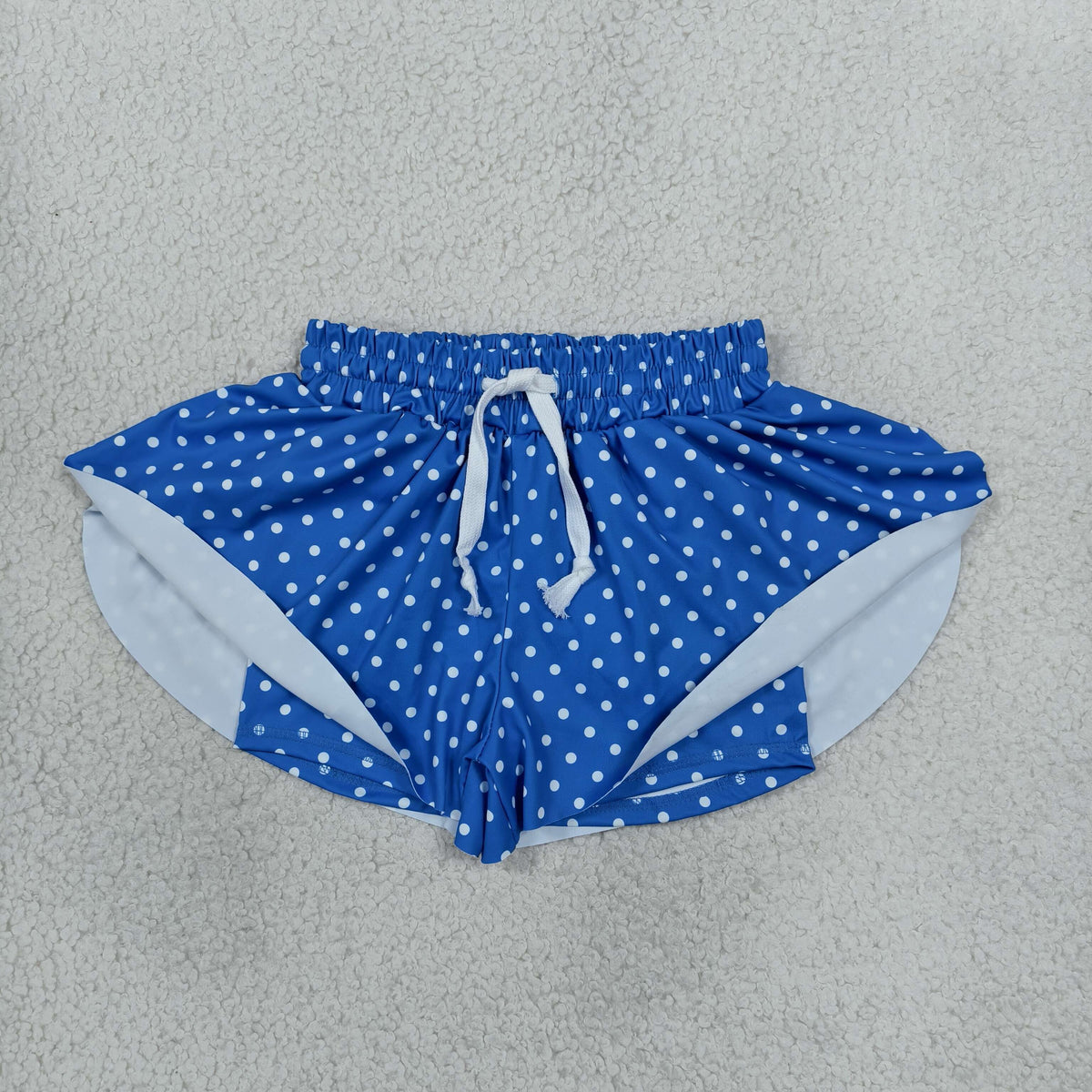 NEW RTS NO MOQ yoga fabric SS0966 Baby Girls Blue Polka Dots Yoga Active Butterfly Shorts Bottom