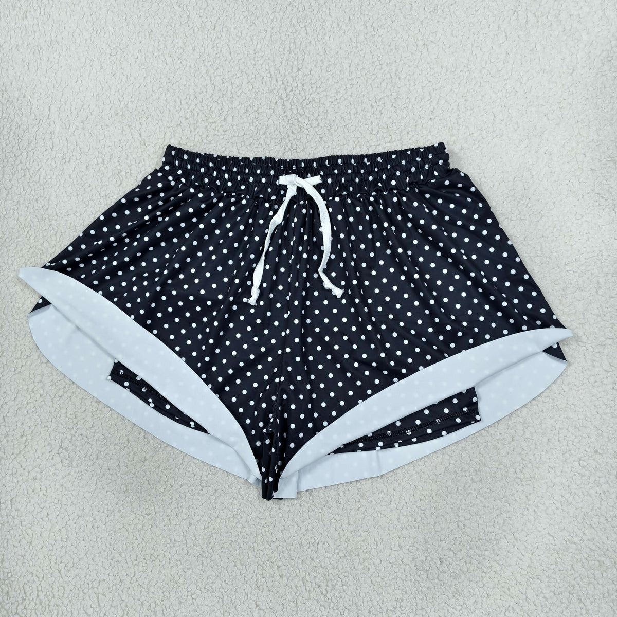 RTS NO MOQ yoga fabric SS0975 Adult Women Black Polka Dots Yoga Active Butterfly Shorts Bottom