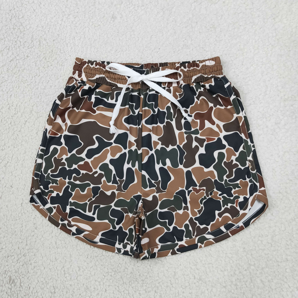 RTS NO MOQ yoga fabric SS0988 Adult Women Dark Brown Camo Yoga Active Pockets Shorts Bottom