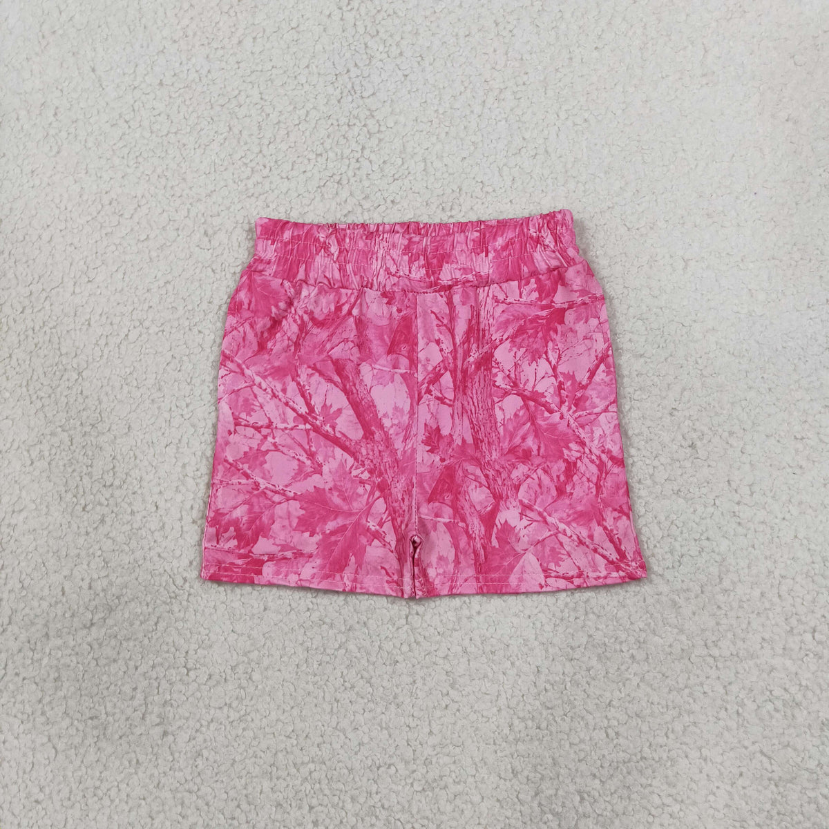 NEW RTS NO MOQ milk silk SS0993 Baby Girls Pink Leaves Camo Pockets Short Bottom